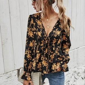Floral print peplum blouse